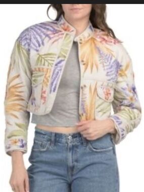 7 For All Mankind Quilted Botanical Print 100% Cotton Jacket XS/Small
